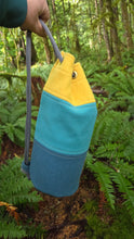 Vintage Yellow and Blue Wool Bucket Bag