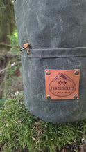Deluxe Green Waxed Canvas Cedar Bucket Bag with Pockets