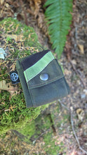 Green Waxed Canvas Foraging Pouch , Hip Bag with Retro Stripes