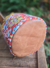 Deluxe Yellow Waxed Canvas Cedar Bucket Bag with 60's Flower Pockets