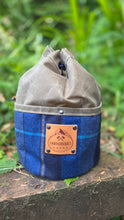 Tan Waxed Canvas Medium Cedar Bucket Bag with Vintage Plaid Wool Pockets