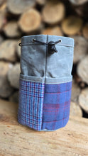 Waxed Canvas Cedar Bucket Bag with Wool Patchwork Pockets