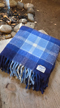 Vintage Paris Woolen Mills Blue Plaid Wool Blanket | Made in Oregon