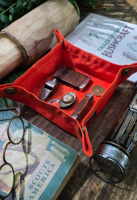 Orange Waxed Canvas Travel Tray for your Gear or EDC