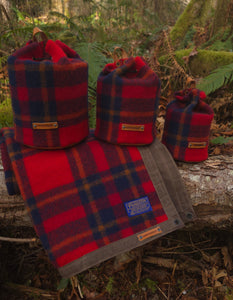 PNWBUSHCRAFT Pendleton Wool & Leather Bucket Bag Set of Three