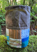 Cedar Bucket Bag with Vintage Patchwork Quilt Pockets
