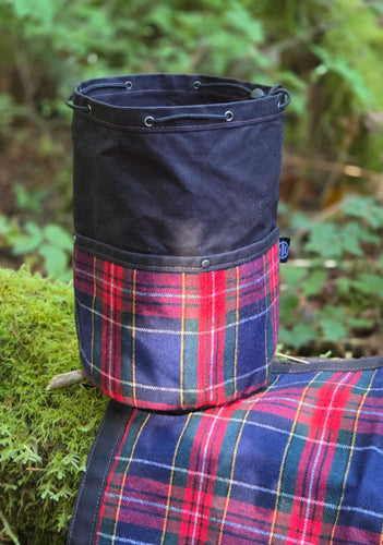 Jr Groundcloth & Cedar Bucket Bag Vintage Wool + Black Waxed Canvas Set of 2