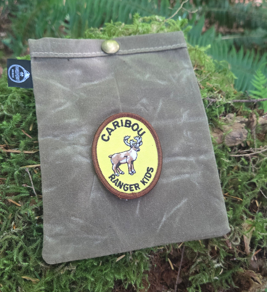 Tan Waxed Canvas Ditty Bag with Animal Patch
