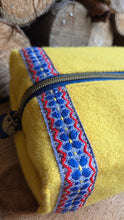 PNWBUSHCRAFT Yellow Wool Zipper Pouch with Trim and Sloth Pull