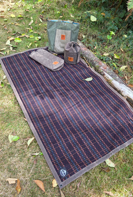 Lambswool-Lined Waxed Canvas Groundcloth with Matching Bucket Bag