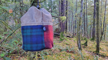 Tan Cedar Bucket Bag with Outside Pockets featuring 4 Patchwork Vintage Wool Pockets