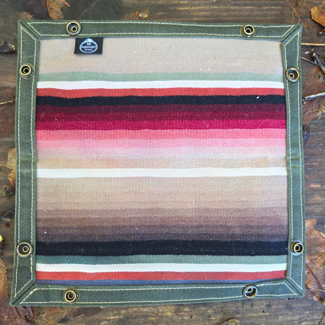 Waxed Canvas and Vintage 19th Century Wool Travel Tray Medium