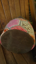 Brown Waxed Canvas Cedar Bucket Bag with Geometric Designs