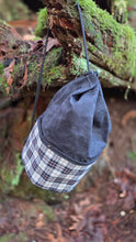 Death Bunny XL Black Cedar Bucket Bag – Waxed Canvas with Plaid Pockets