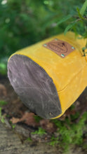 Handcrafted Yellow Waxed Canvas Cedar Bucket Bag with Outside Pockets and Leather Tag
