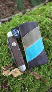 Tiny Pocketknife Bag Slip in Waxed Canvas with Stripes