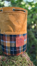 Yellow Waxed Canvas Medium Cedar Bucket Bag with Vintage Plaid Wool