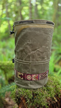 Large Waxed Canvas Cedar Bucket Bag with Vintage Trim