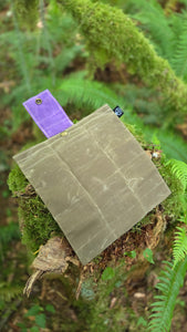 Retro Waxed Canvas Purple, Blue, Tan and Yellow Foraging Pouch , Hip Bag