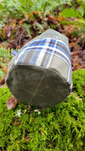 Green Cedar Bucket Bag with Eddie Bauer Flannel Outside Pockets 10.1 oz waxed canvas