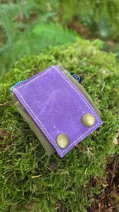 Retro Waxed Canvas Purple, Blue, Tan and Yellow Foraging Pouch , Hip Bag