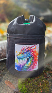 Black Waxed Canvas Bucket Bag – Dragon Vibes, Built for the Wild