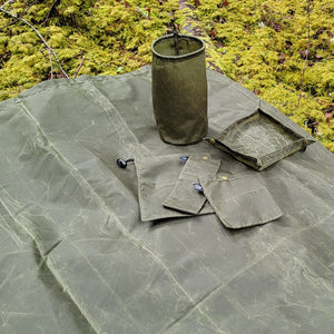 Lightweight Green Ground cloth, bags, tray 6 Piece Outdoor Bundle