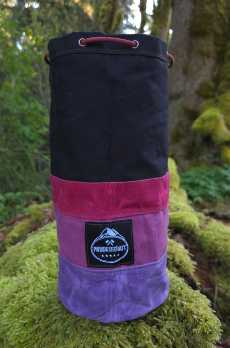 Black and Purple Waxed Canvas Bucket Bag