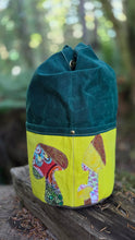 One of a Kind Patchwork Mushroom Cedar Bucket Bag with Pockets
