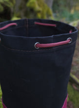 Black and Purple Waxed Canvas Bucket Bag