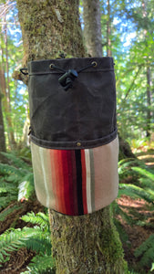 Cedar Bucket Waxed Canvas Bag with Vintage Serape Pockets - One-of-a-Kind Heritage Piece