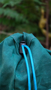 Emerald Green Cedar Bucket Bag with Vintage Trim on Outside Pocket
