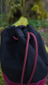 Black and Purple Waxed Canvas Bucket Bag
