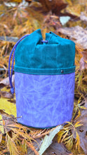 Green and Purple Waxed Canvas Cedar Bucket Bag Small