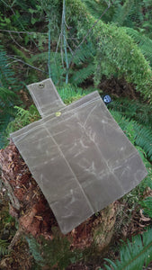 Tan Waxed Canvas Foraging Pouch , Hip Bag with Retro Stripes