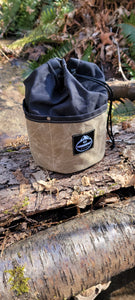 Rugged Waxed Canvas Bucket Bag for Outdoor Cooking & Bushcrafting