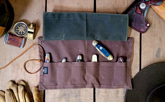 Small Waxed Canvas Pocketknife Roll Up