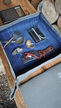Large Slate Waxed Canvas Travel Tray with Denim for your Gear or EDC