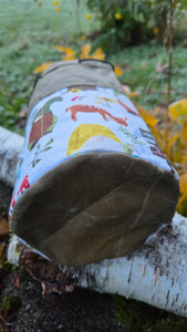 Waxed Canvas Cedar Bucket Bag with Gnomes