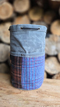 Waxed Canvas Cedar Bucket Bag with Wool Patchwork Pockets