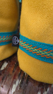 Vintage Yello Wool & Waxed Canvas Bucket Bag Three Sizes
