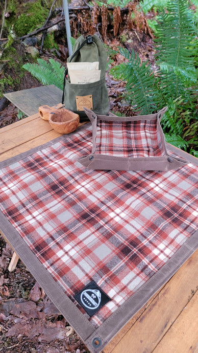 Brown Waxed Canvas and Vintage Pendleton Plaid Wool Jr Groundcloth