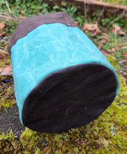 Chocolate Waxed Canvas Cedar Bucket Bag with Seafoam Pockets