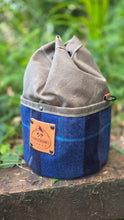 Tan Waxed Canvas Medium Cedar Bucket Bag with Vintage Plaid Wool Pockets