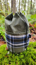 Green Cedar Bucket Bag with Eddie Bauer Flannel Outside Pockets 10.1 oz waxed canvas