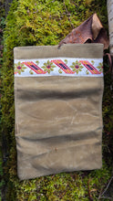 Tan Canvas Roll Up Pouch with Vintage Woven Trim