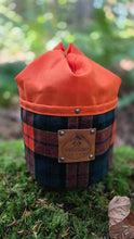 Orange Waxed Canvas Medium Cedar Bucket Bag with Vintage Plaid Wool