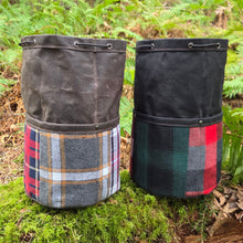 Cedar Bucket Bag with Outside Pockets featuring Flannel