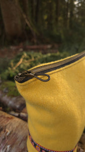 PNWBUSHCRAFT  Vintage Yellow Wool Bucket Bag