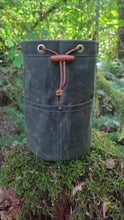 Deluxe Green Waxed Canvas Cedar Bucket Bag with Pockets
